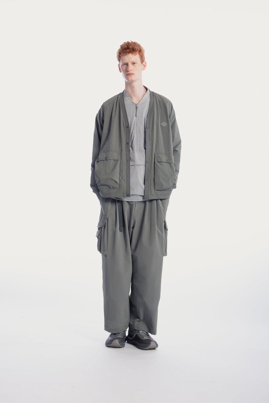 UNISEX FRONT POCKETS NYLON CARDIGAN