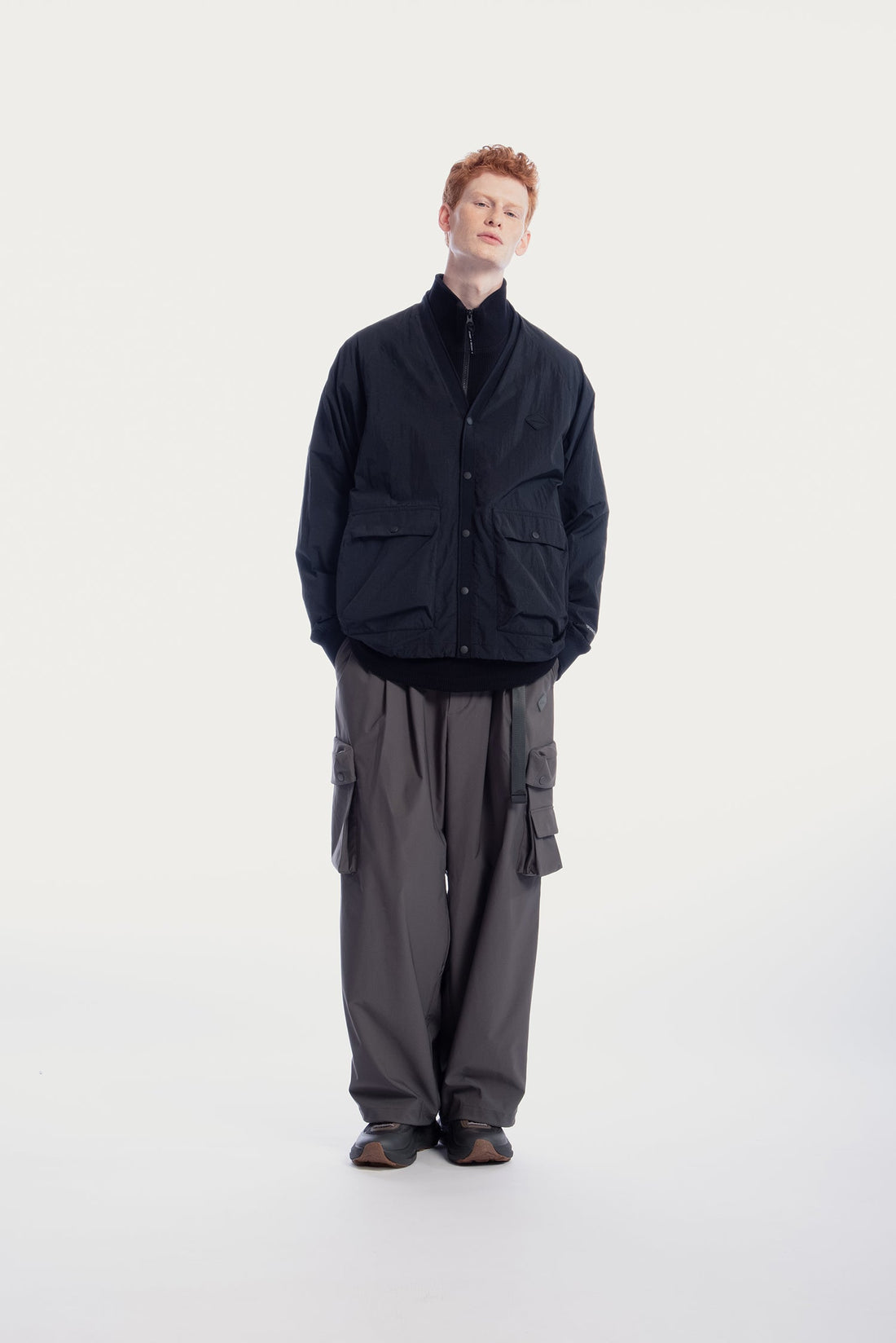 UNISEX FRONT POCKETS NYLON CARDIGAN