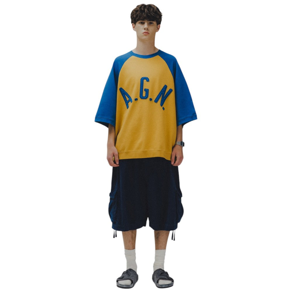 ANGLAN Appliqué Raglan Half Sweat Shirt