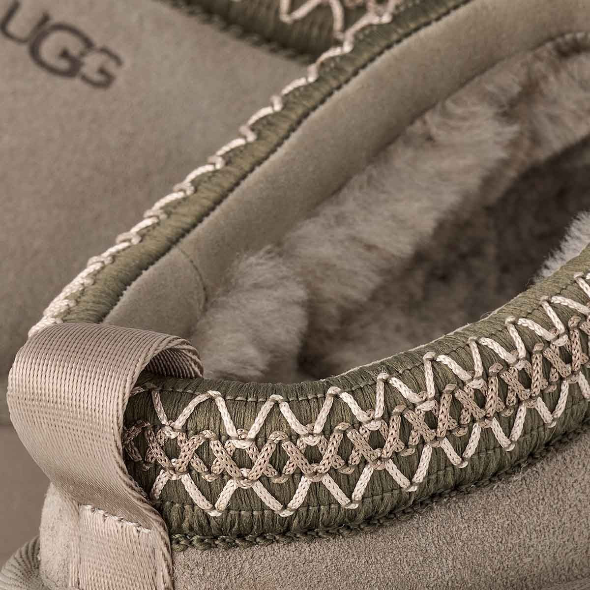 Close-up of UGG boot with stitching detail