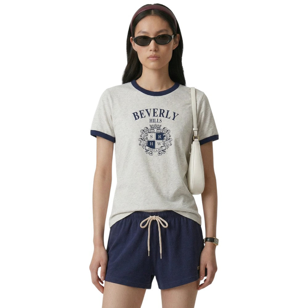SPORTY & RICH BH Crest Soft Ringer Tee