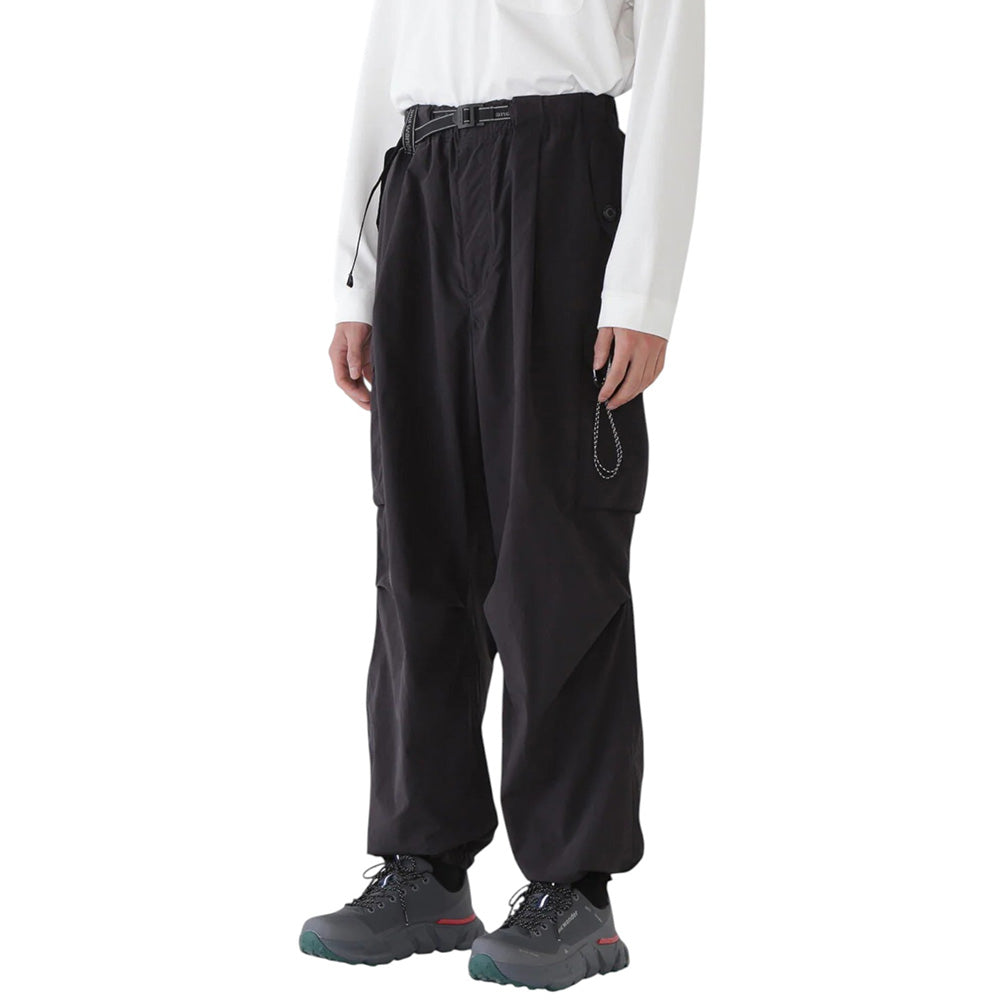 Black cargo pants on a white background