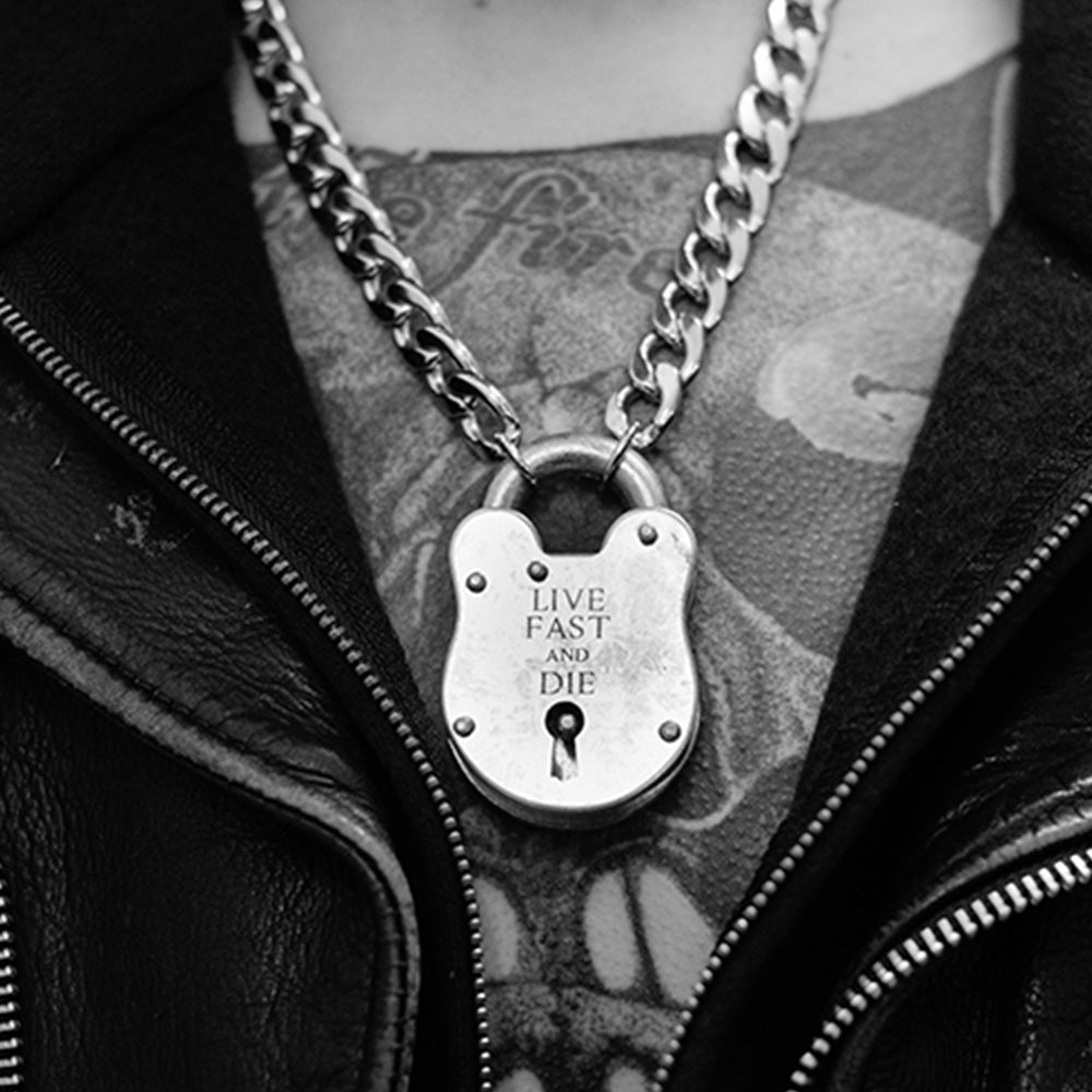 UNDERGROUND LIVE FAST AND DIE PADLOCK NECKLACE
