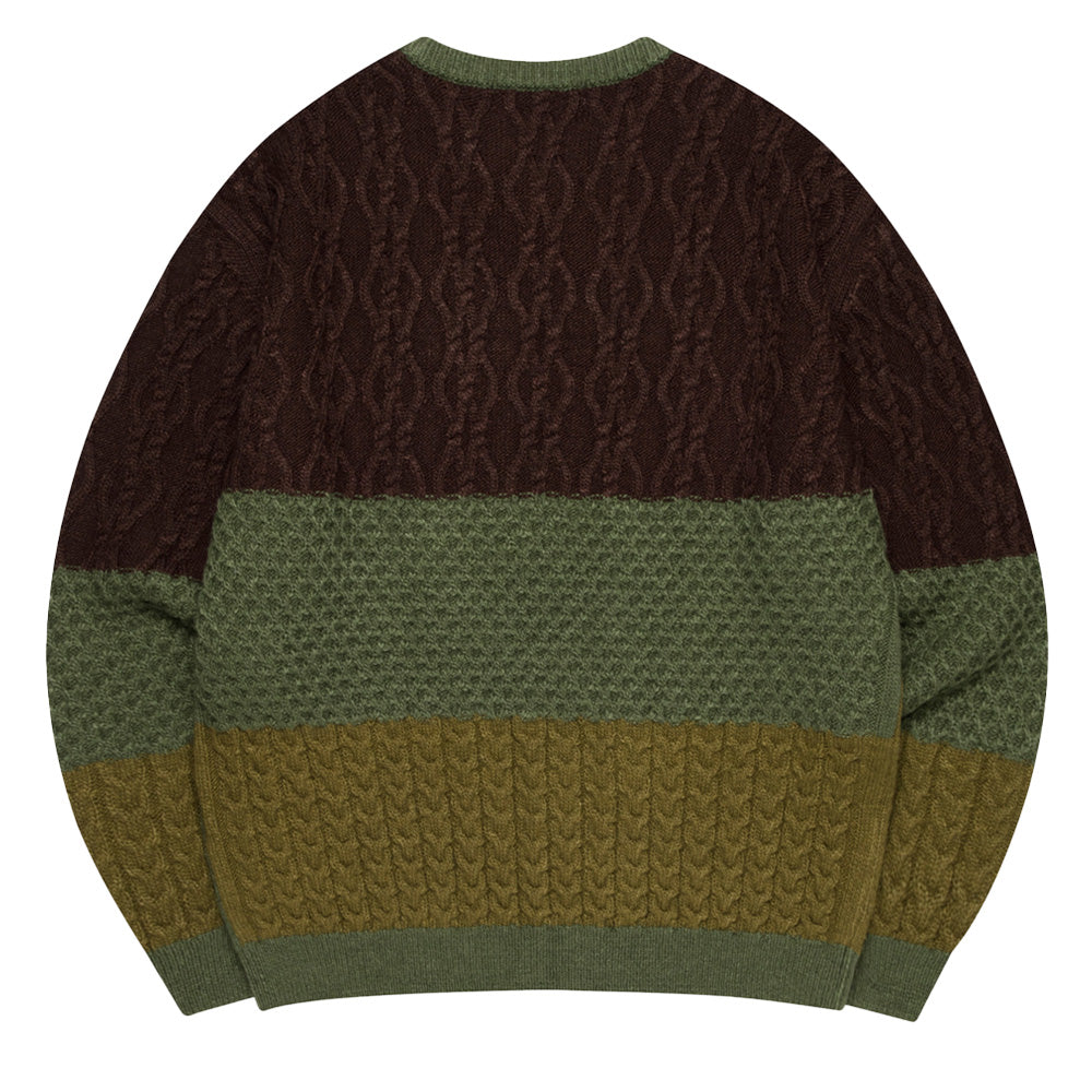 LMC MULTI CABLE KNIT SWEATER KHAKI